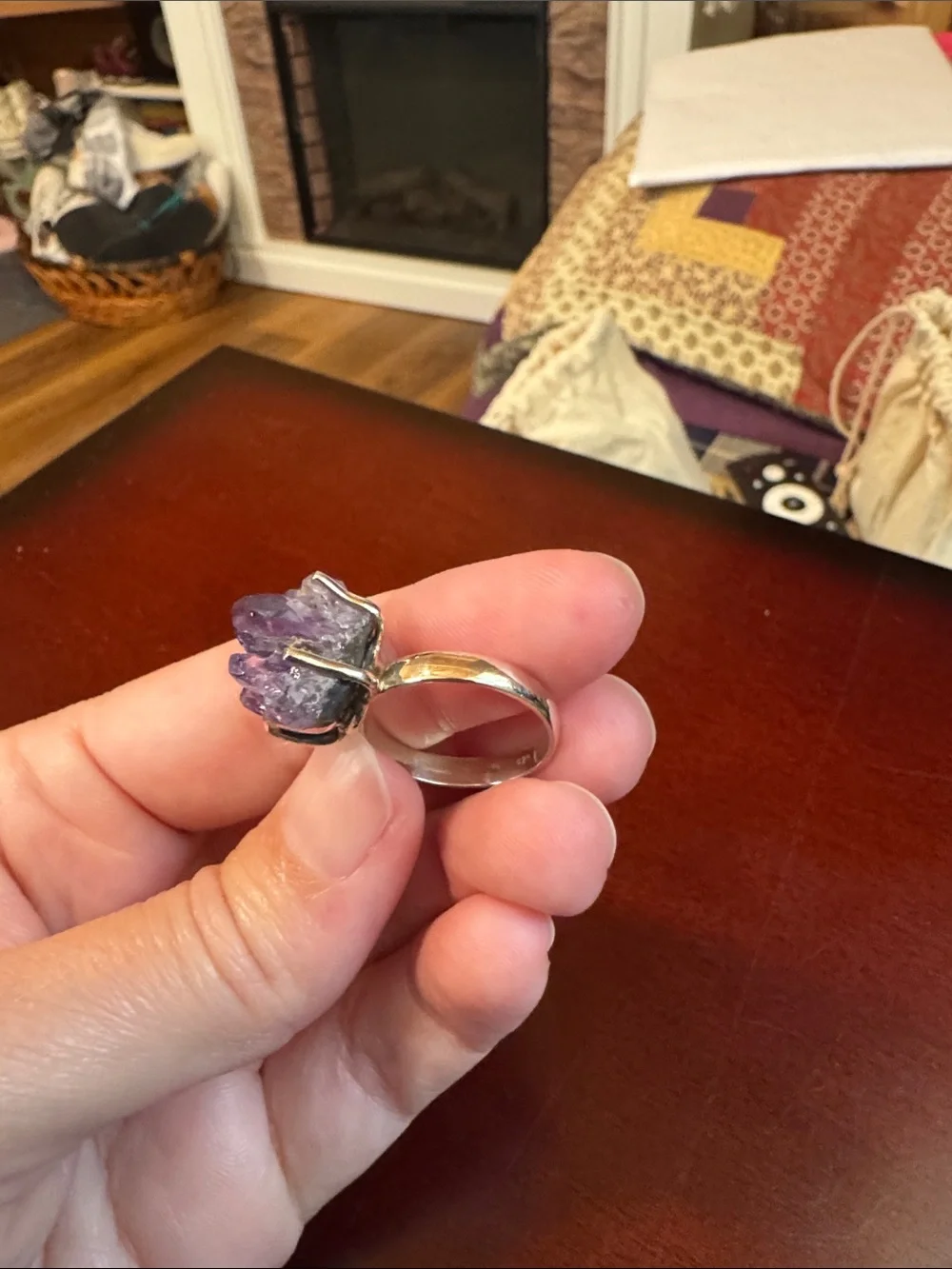 Gorgeous Amethyst Raw Crystal Statement Ring - Purple